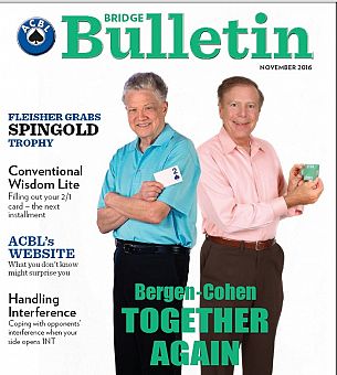 Larry and Marty on ACBL Bridge Bulletin Cover November 2016