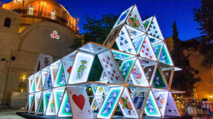 huge house of flashing playing cards at light city 2017