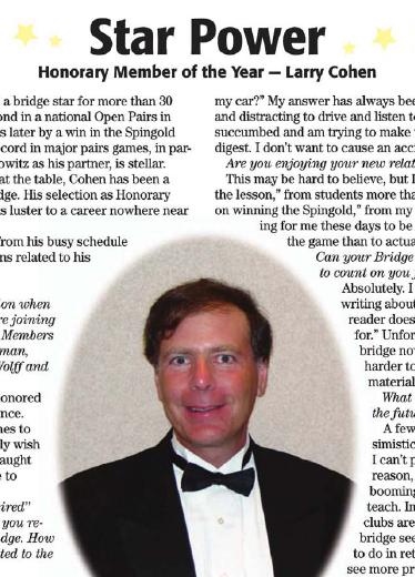 ACBL article on 2011 Honorary Member of Year